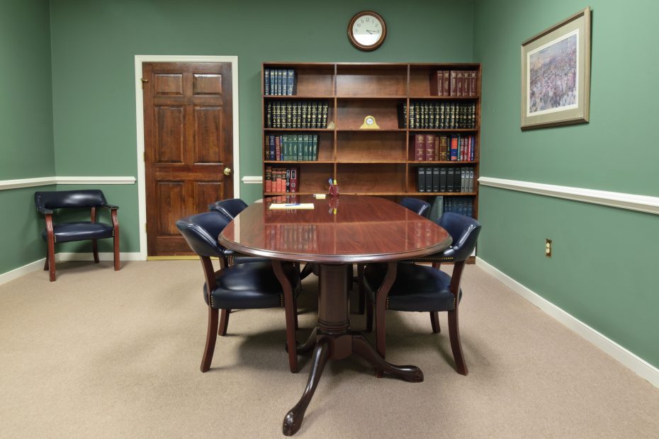 The conference room in the Blackstone, Virginia law office of Hawthorne & Hawthorne, P.C.